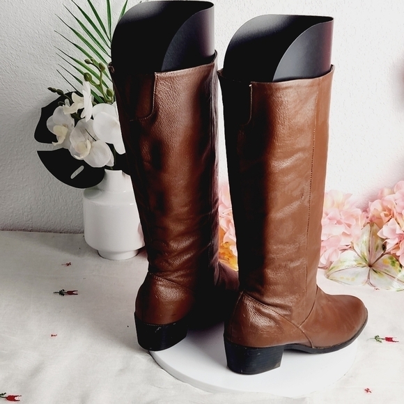 𝅺Bagatelle Tall Genuine Leather Dark Brown Pull-On Block Heel Boots 8W - Picture 4 of 11